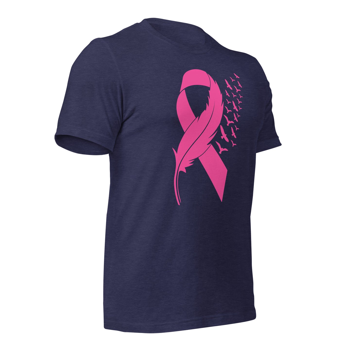 Breast Cancer Awareness Feather Ribbon Bella Canvas Adult T-Shirt