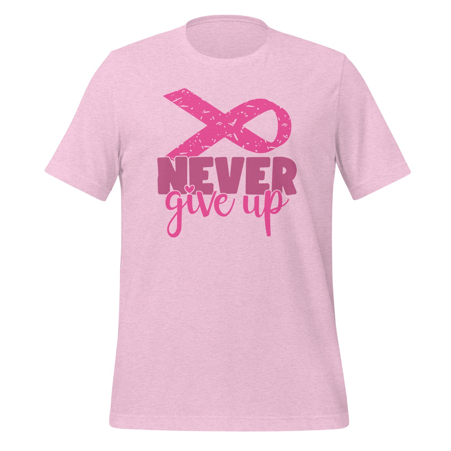 Never Give Up Breast Cancer Awareness Ribbon Bella Canvas Adult T-Shirt