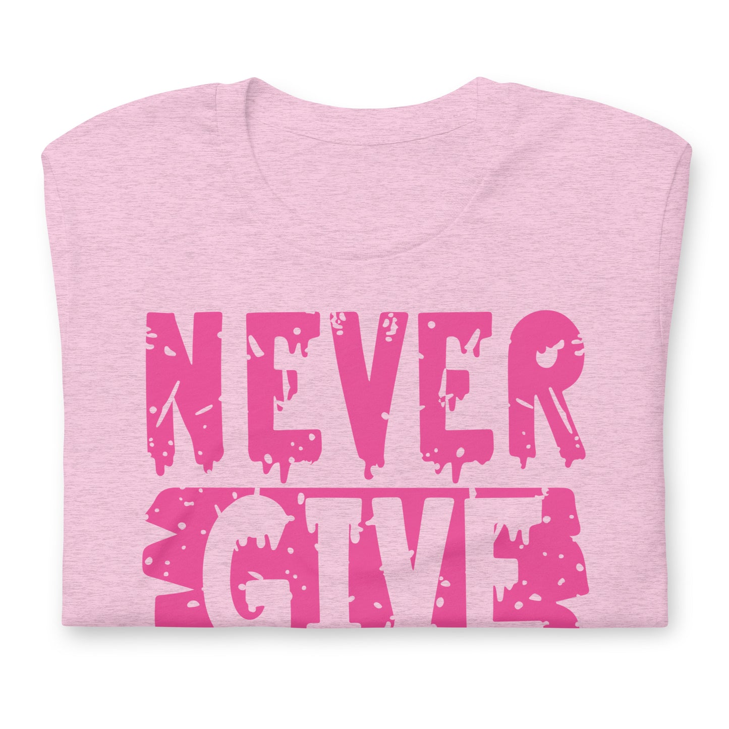 Never Give Up Breast Cancer Awareness Bella Canvas Adult T-Shirt