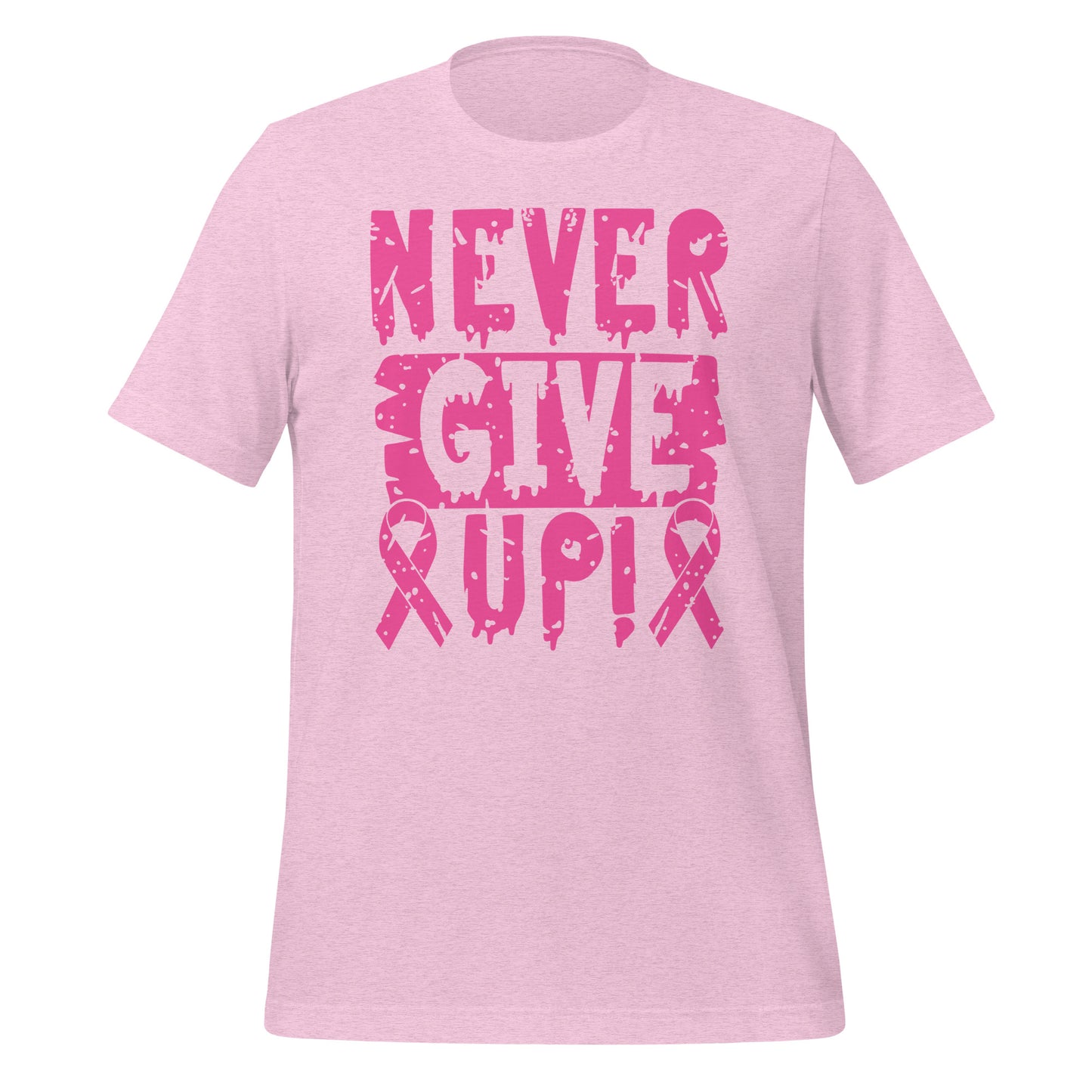 Never Give Up Breast Cancer Awareness Bella Canvas Adult T-Shirt