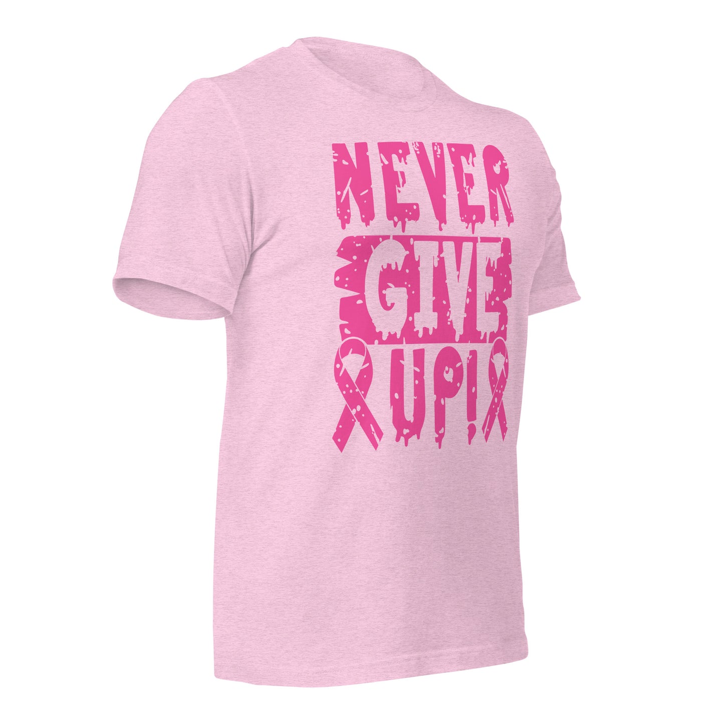 Never Give Up Breast Cancer Awareness Bella Canvas Adult T-Shirt