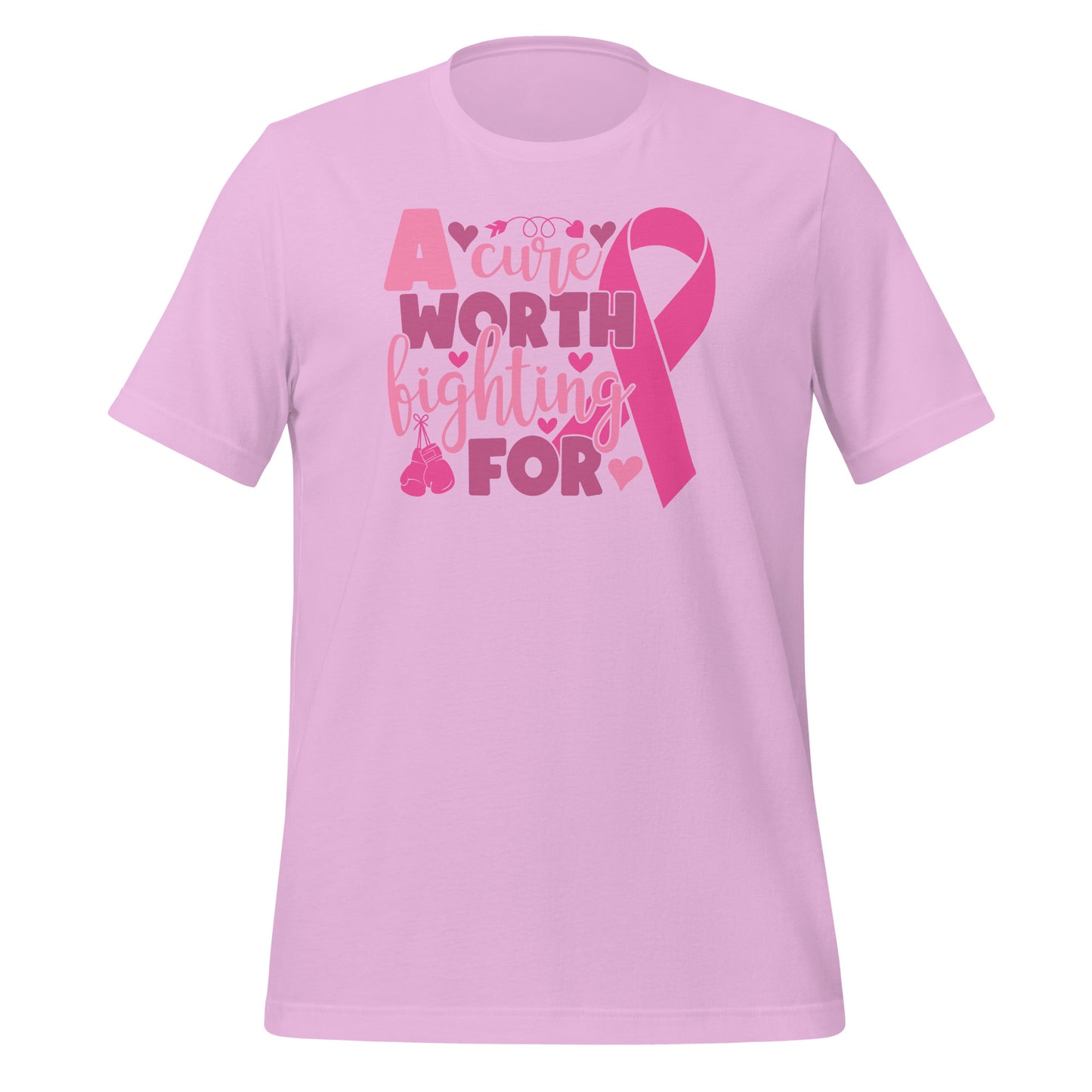A Cure Worth Fighting For Breast Cancer Awareness Bella Canvas Adult T-Shirt