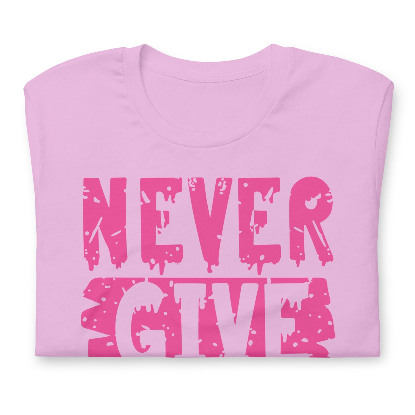 Never Give Up Breast Cancer Awareness Bella Canvas Adult T-Shirt