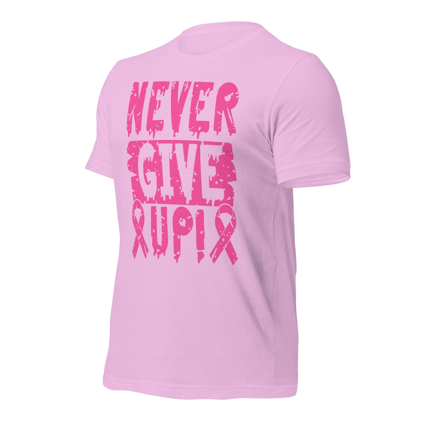 Never Give Up Breast Cancer Awareness Bella Canvas Adult T-Shirt