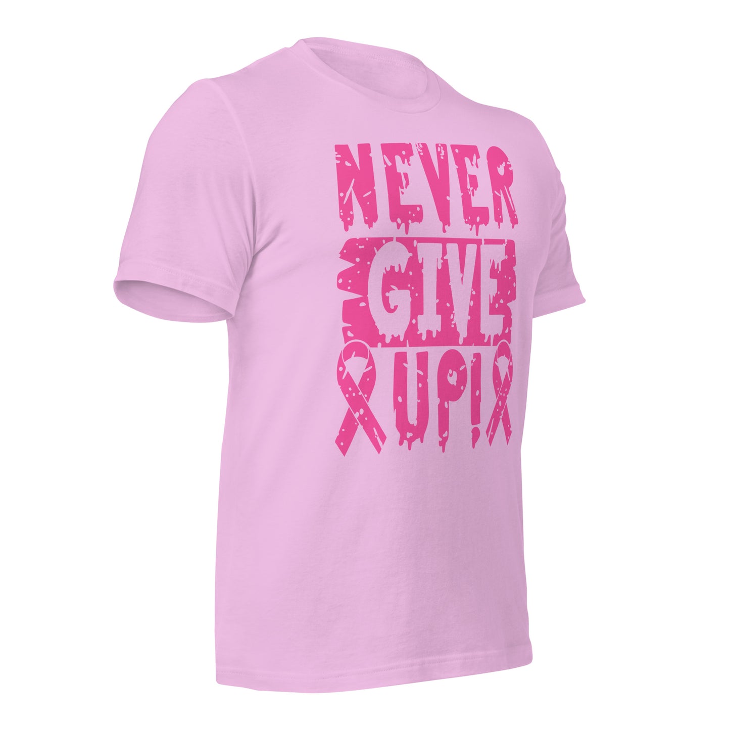Never Give Up Breast Cancer Awareness Bella Canvas Adult T-Shirt