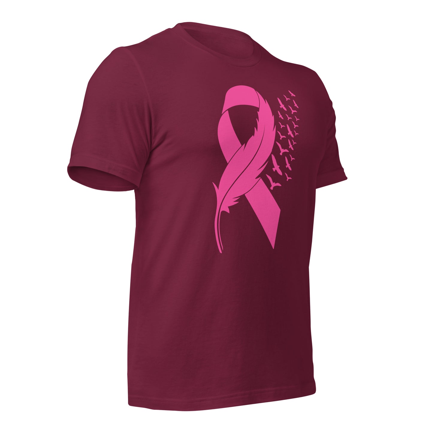 Breast Cancer Awareness Feather Ribbon Bella Canvas Adult T-Shirt