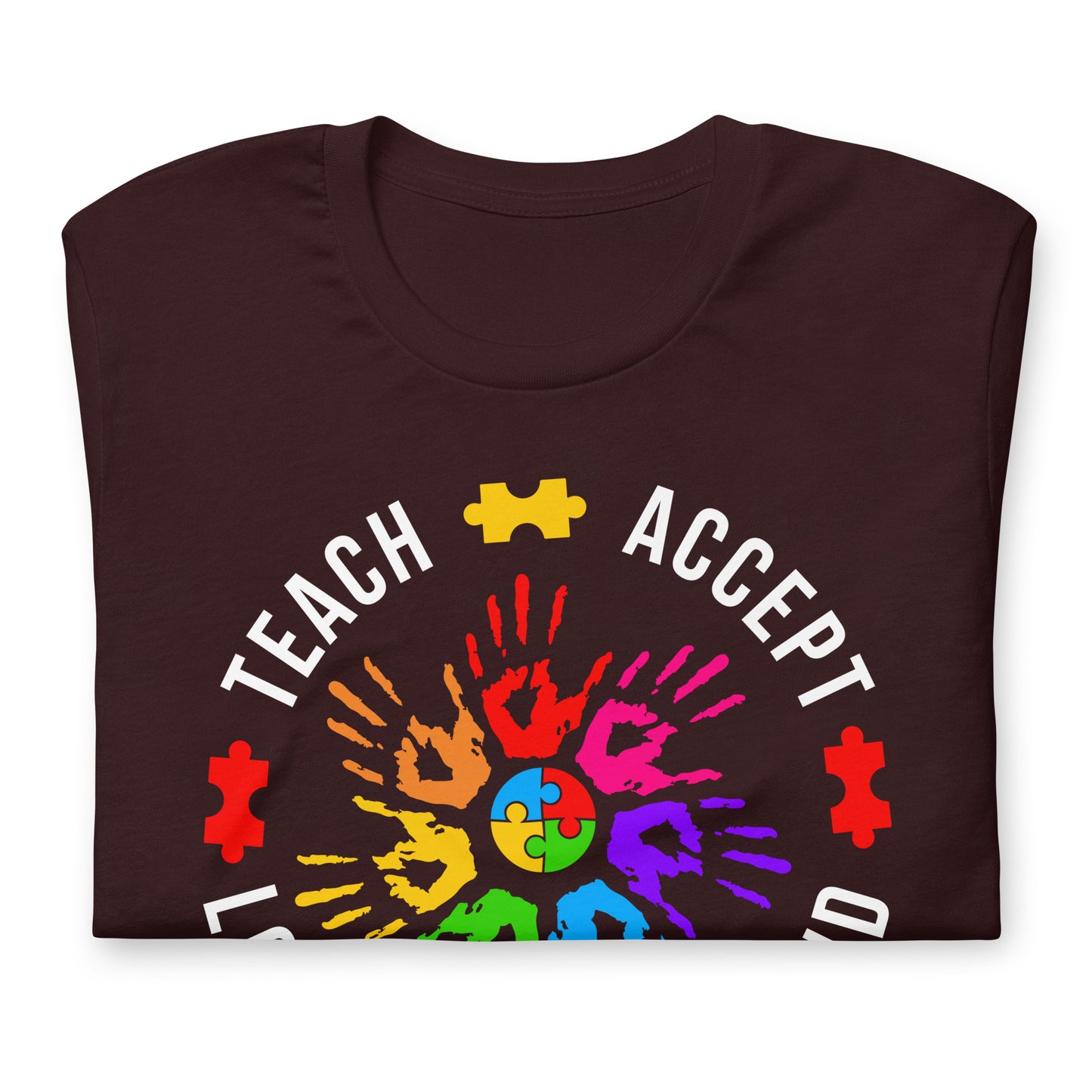 Teach Accept Understand Love Autism Bella Canvas Adult T-Shirt
