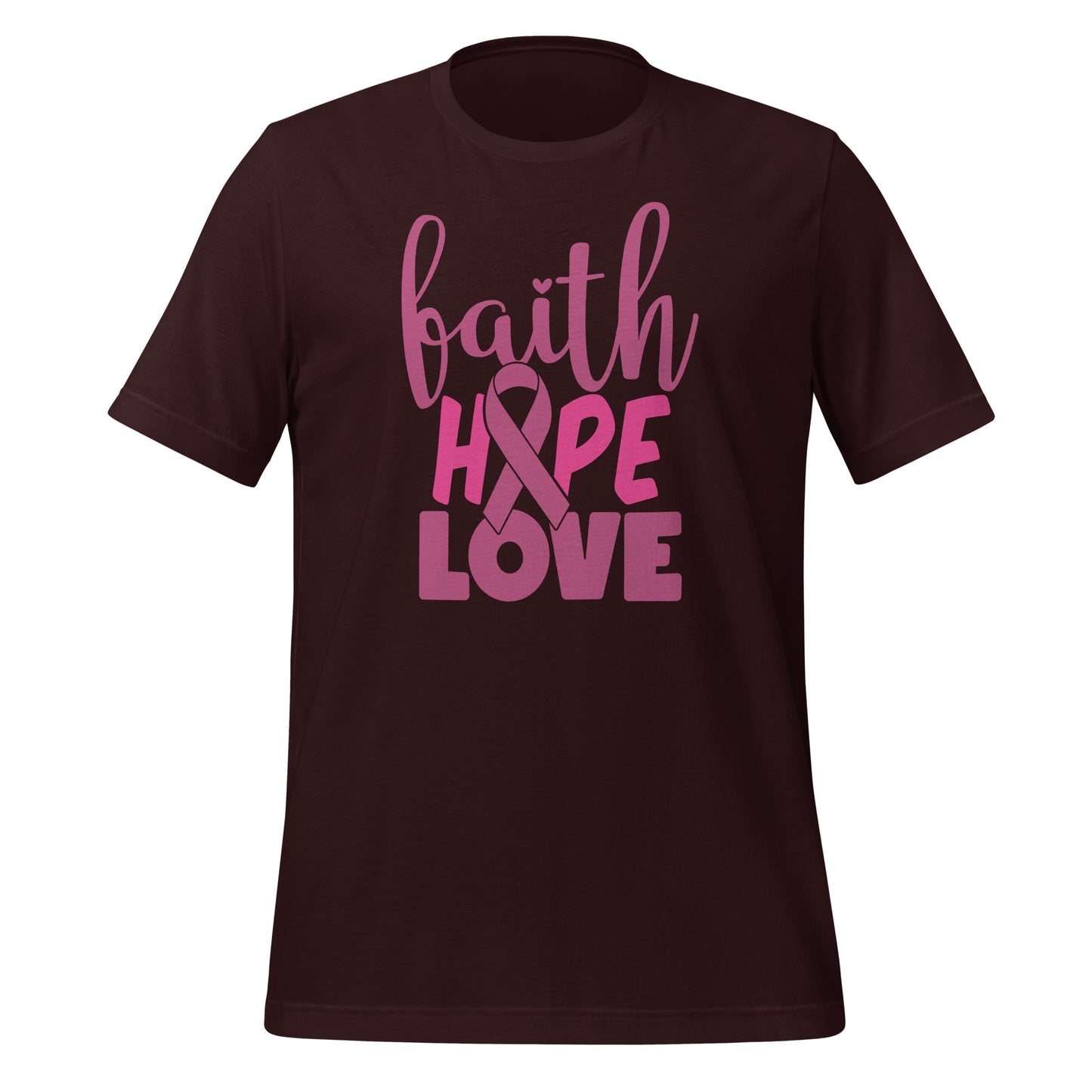 Faith Hope Love Breast Cancer Awareness Bella Canvas Adult T-Shirt