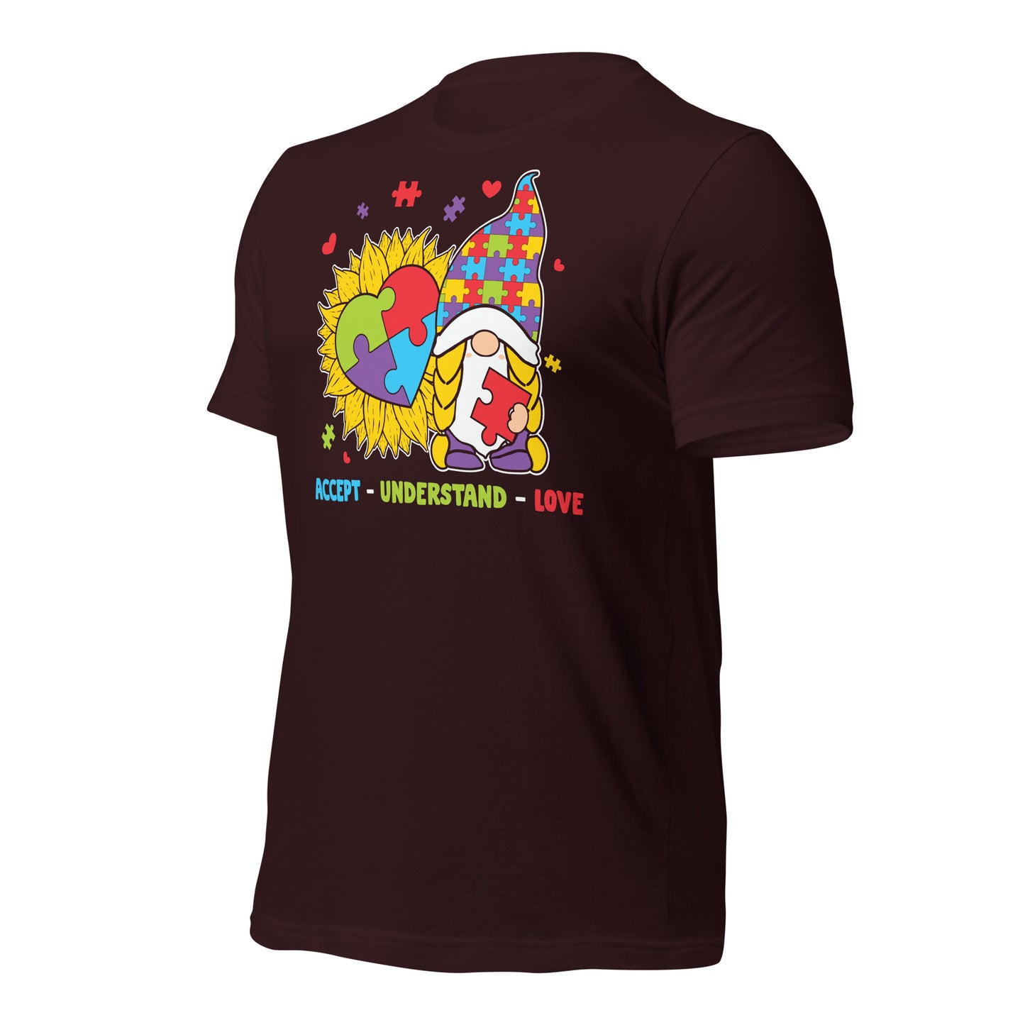 Autism Gnome Accept Understand Love Quality Cotton Bella Canvas Adult T-Shirt