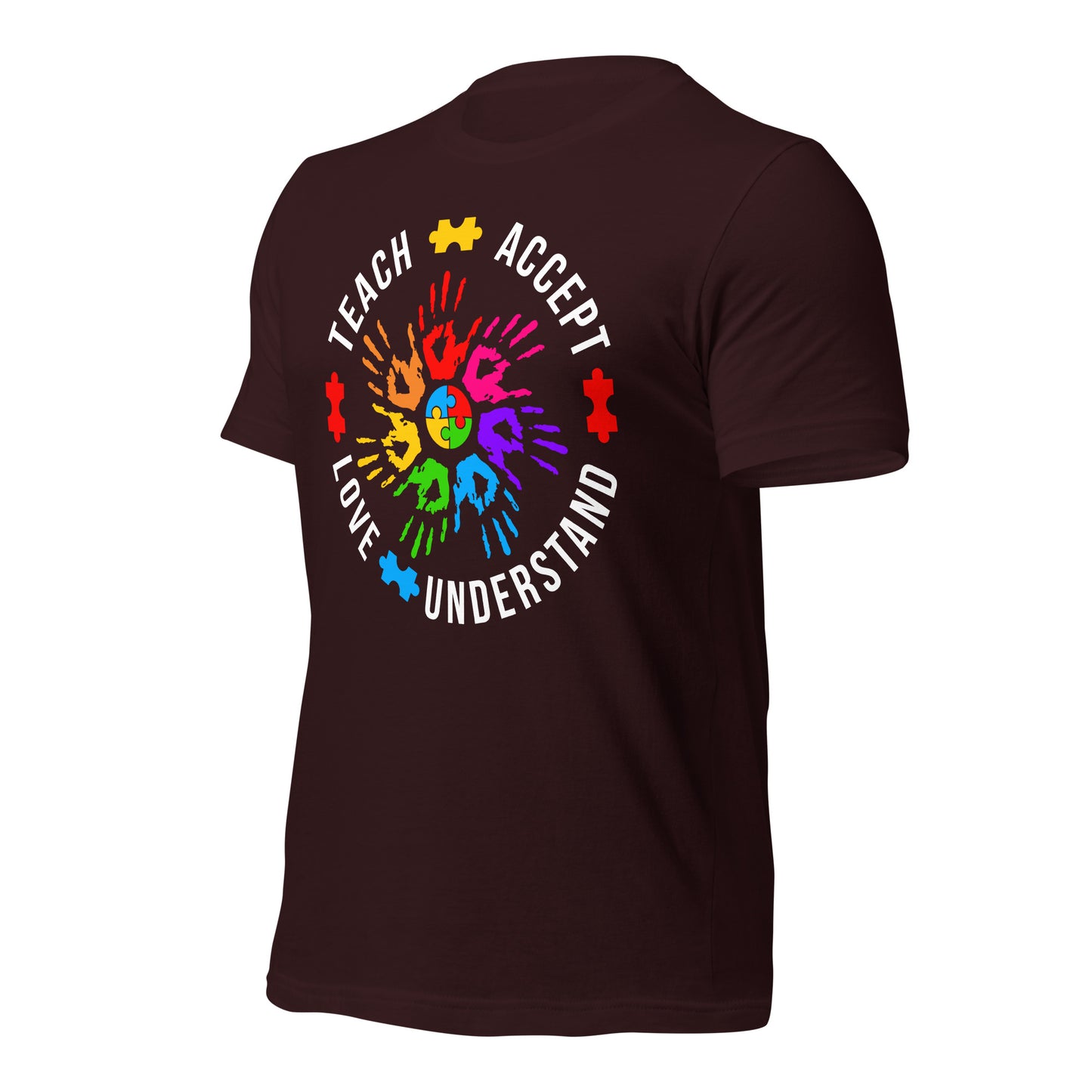 Teach Accept Understand Love Autism Bella Canvas Adult T-Shirt