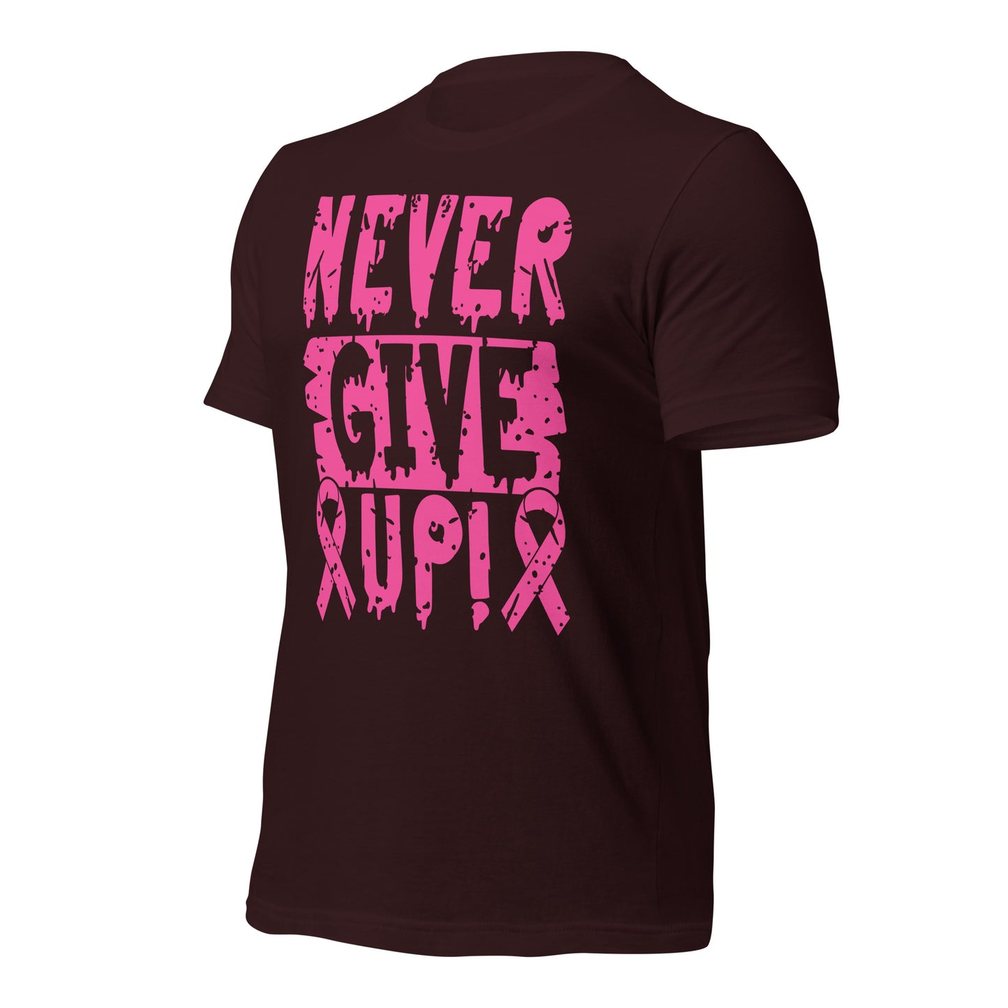 Never Give Up Breast Cancer Awareness Bella Canvas Adult T-Shirt