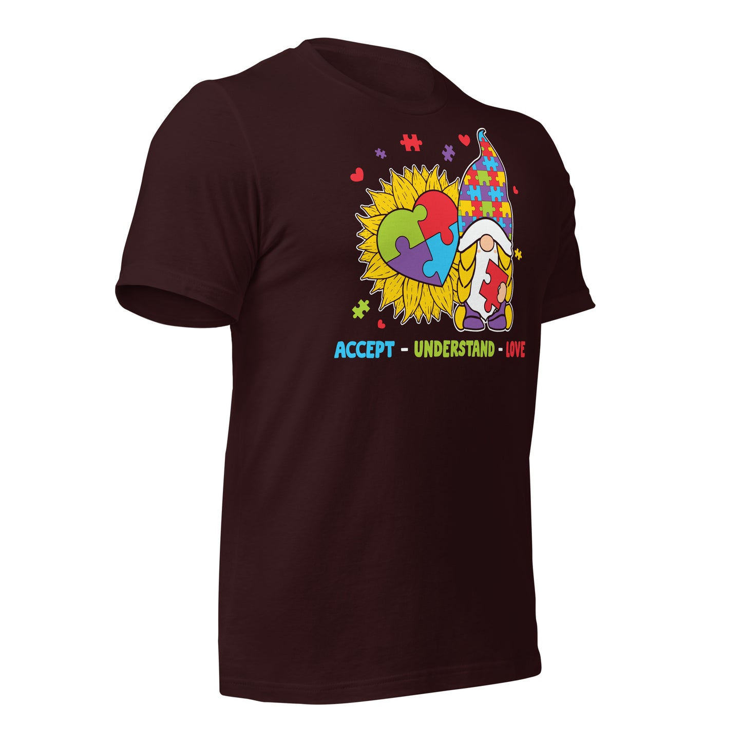 Autism Gnome Accept Understand Love Quality Cotton Bella Canvas Adult T-Shirt