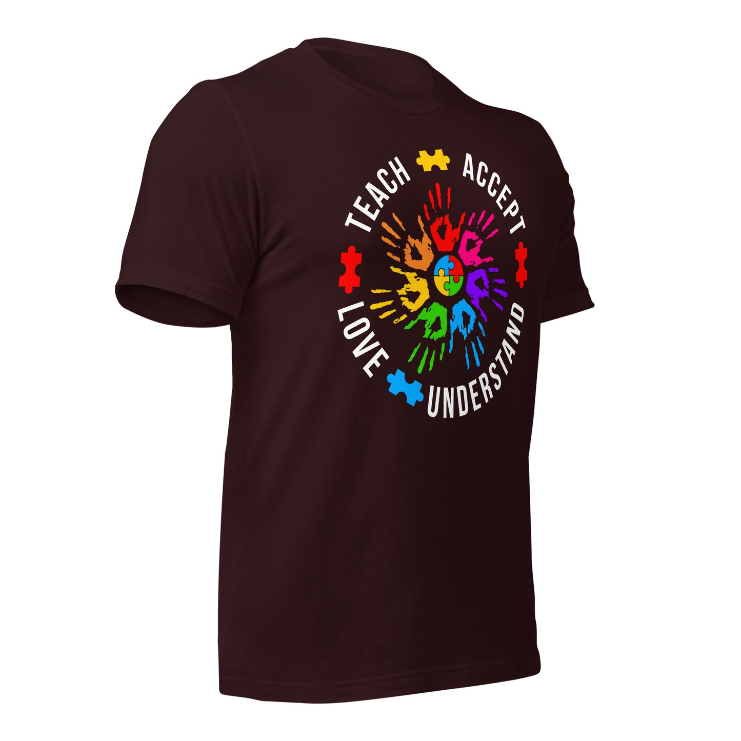 Teach Accept Understand Love Autism Bella Canvas Adult T-Shirt