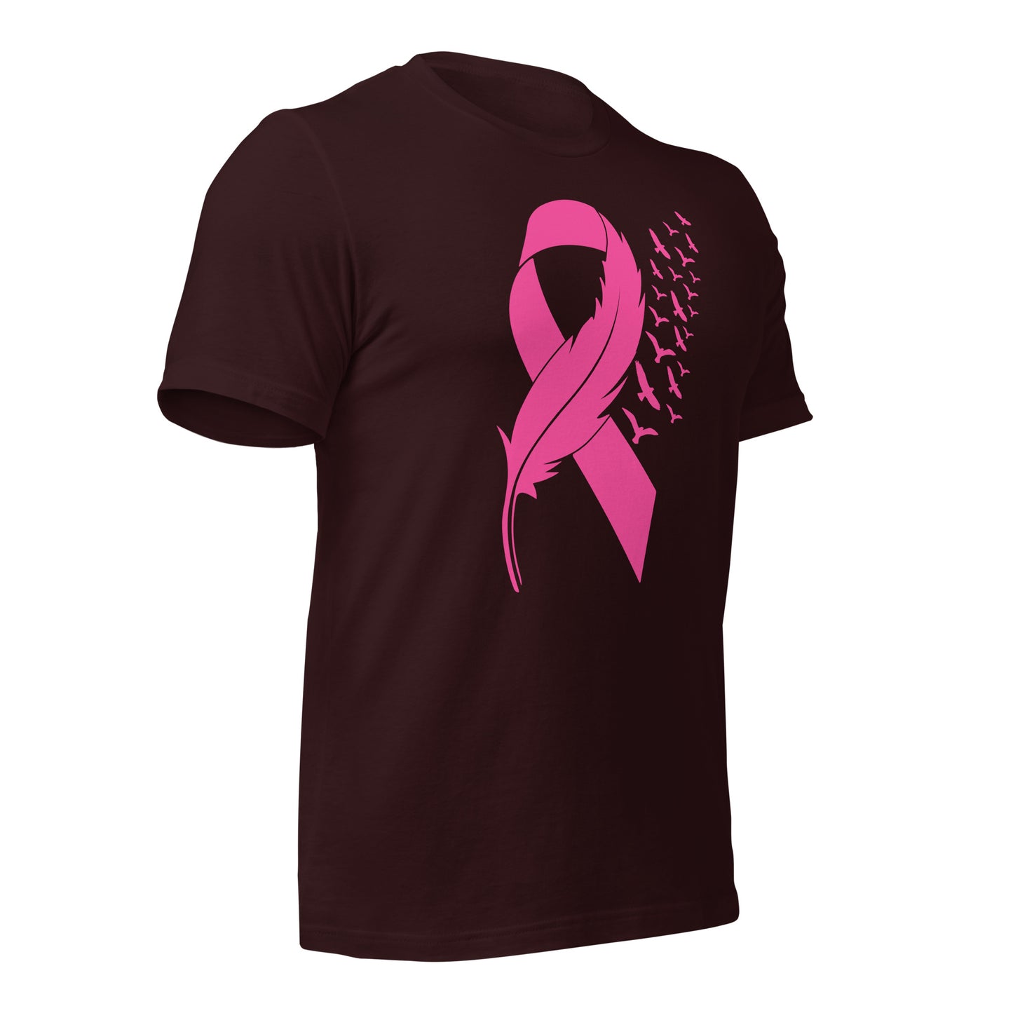 Breast Cancer Awareness Feather Ribbon Bella Canvas Adult T-Shirt