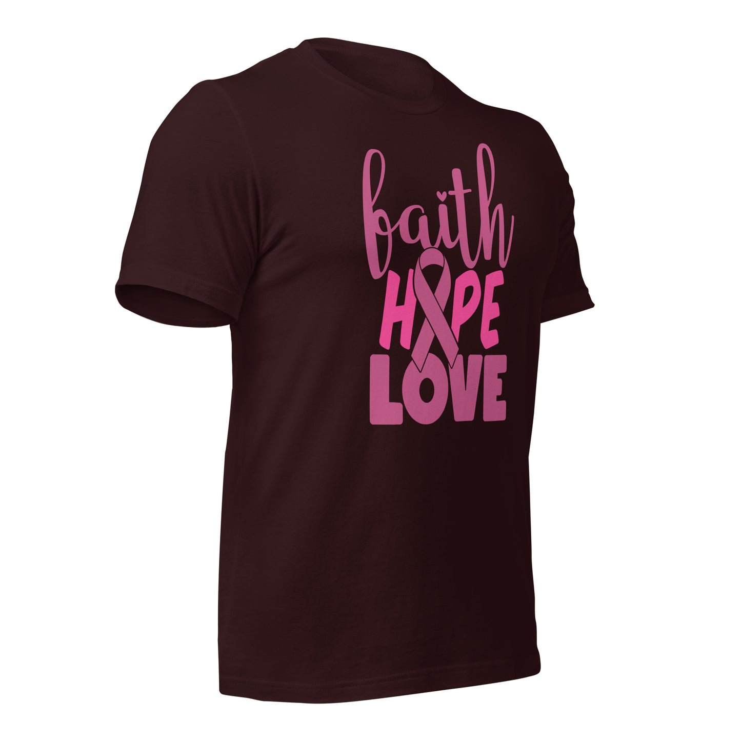 Faith Hope Love Breast Cancer Awareness Bella Canvas Adult T-Shirt