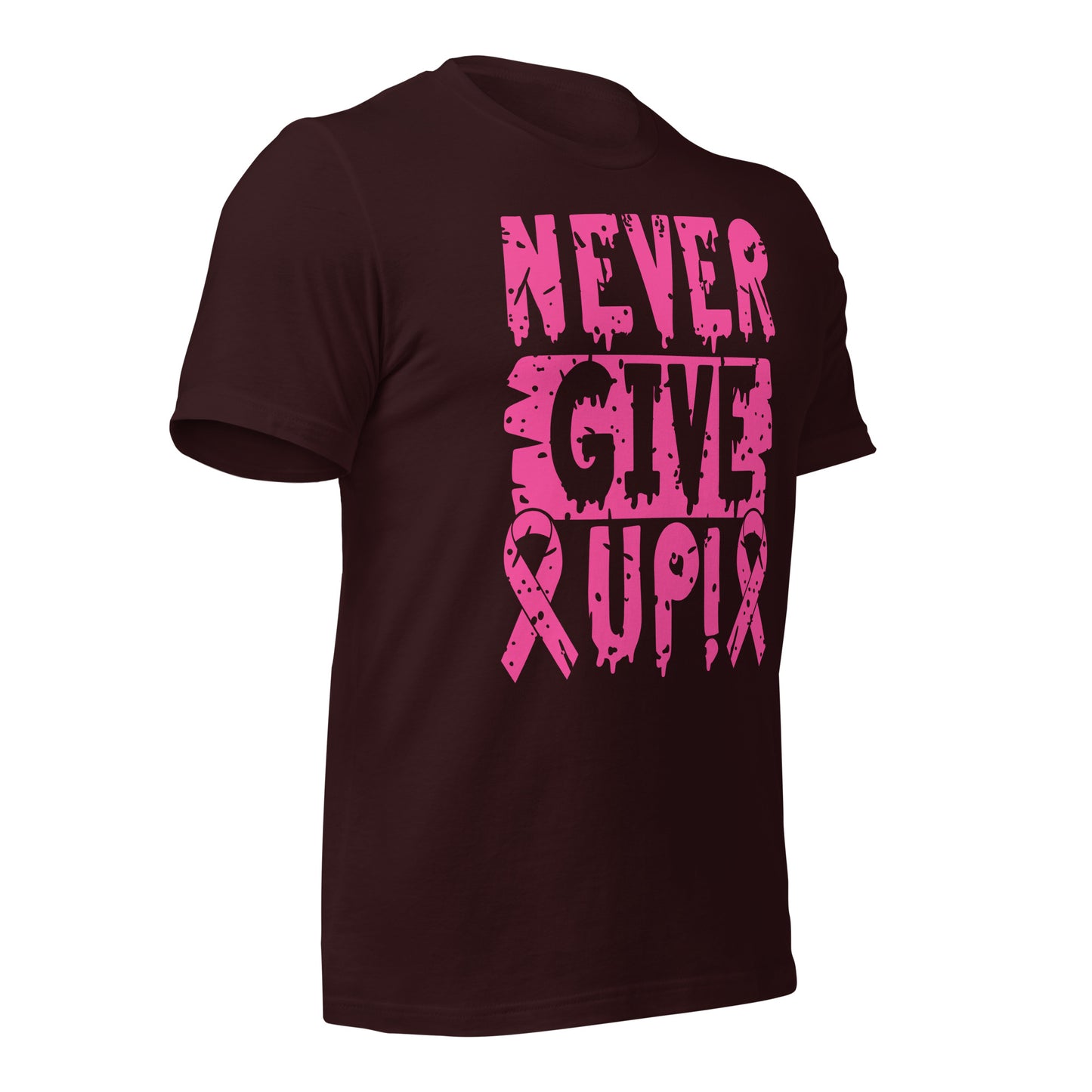 Never Give Up Breast Cancer Awareness Bella Canvas Adult T-Shirt