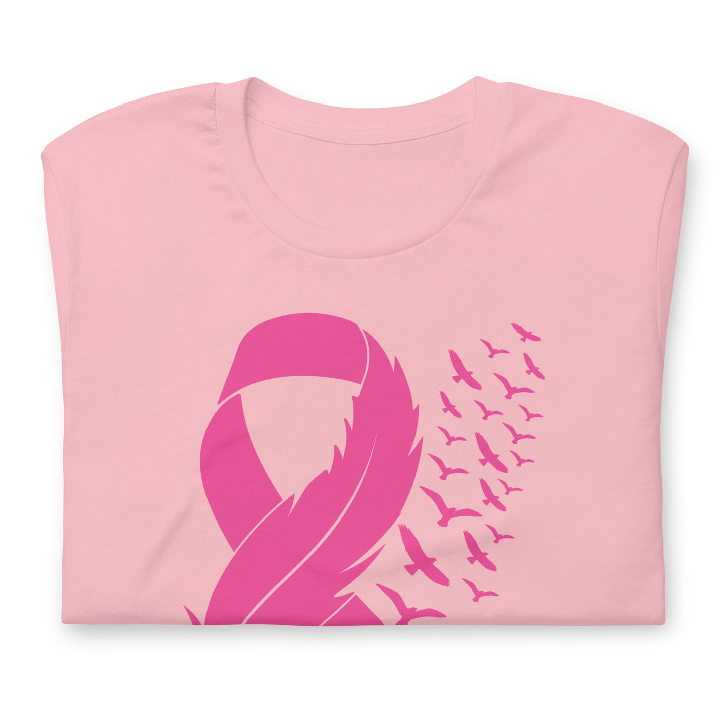 Breast Cancer Awareness Feather Ribbon Bella Canvas Adult T-Shirt