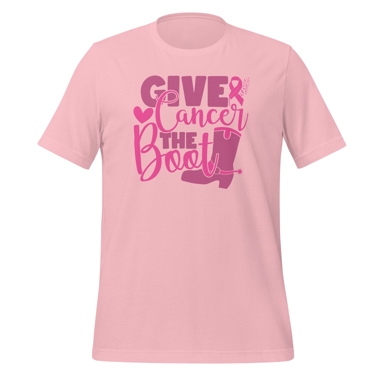 Give Cancer The Boot Breast Cancer Awareness Bella Canvas Adult T-Shirt
