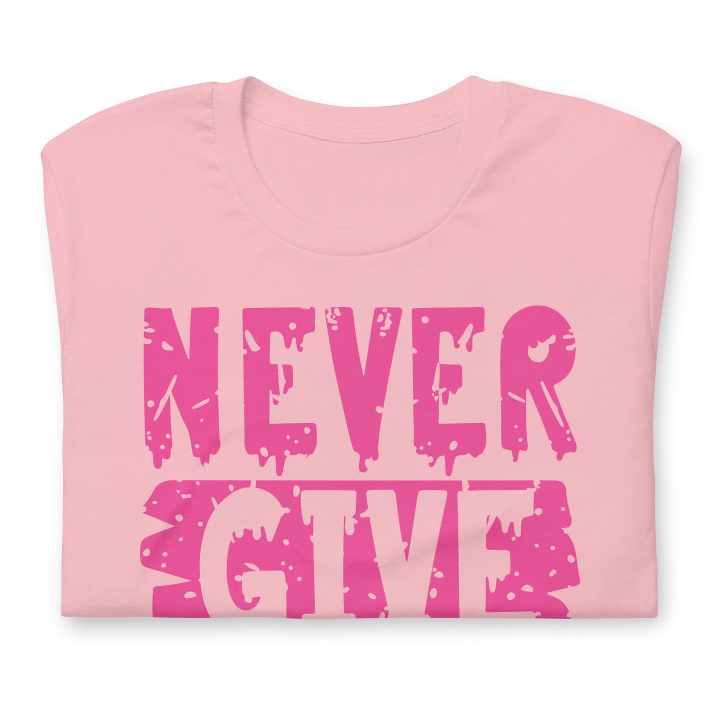 Never Give Up Breast Cancer Awareness Bella Canvas Adult T-Shirt