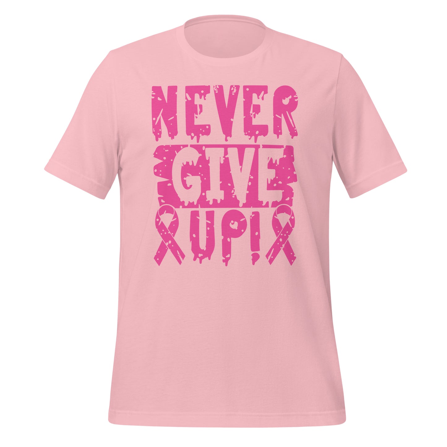 Never Give Up Breast Cancer Awareness Bella Canvas Adult T-Shirt