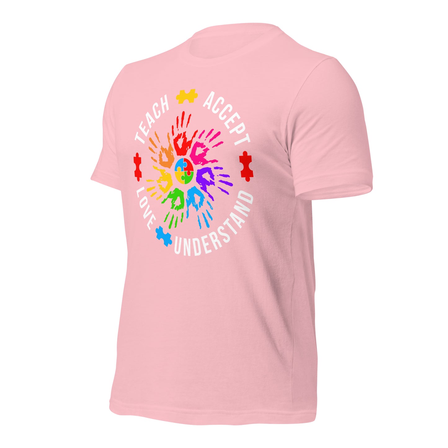 Teach Accept Understand Love Autism Bella Canvas Adult T-Shirt