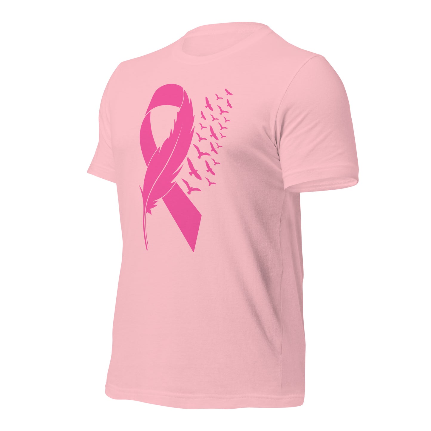 Breast Cancer Awareness Feather Ribbon Bella Canvas Adult T-Shirt