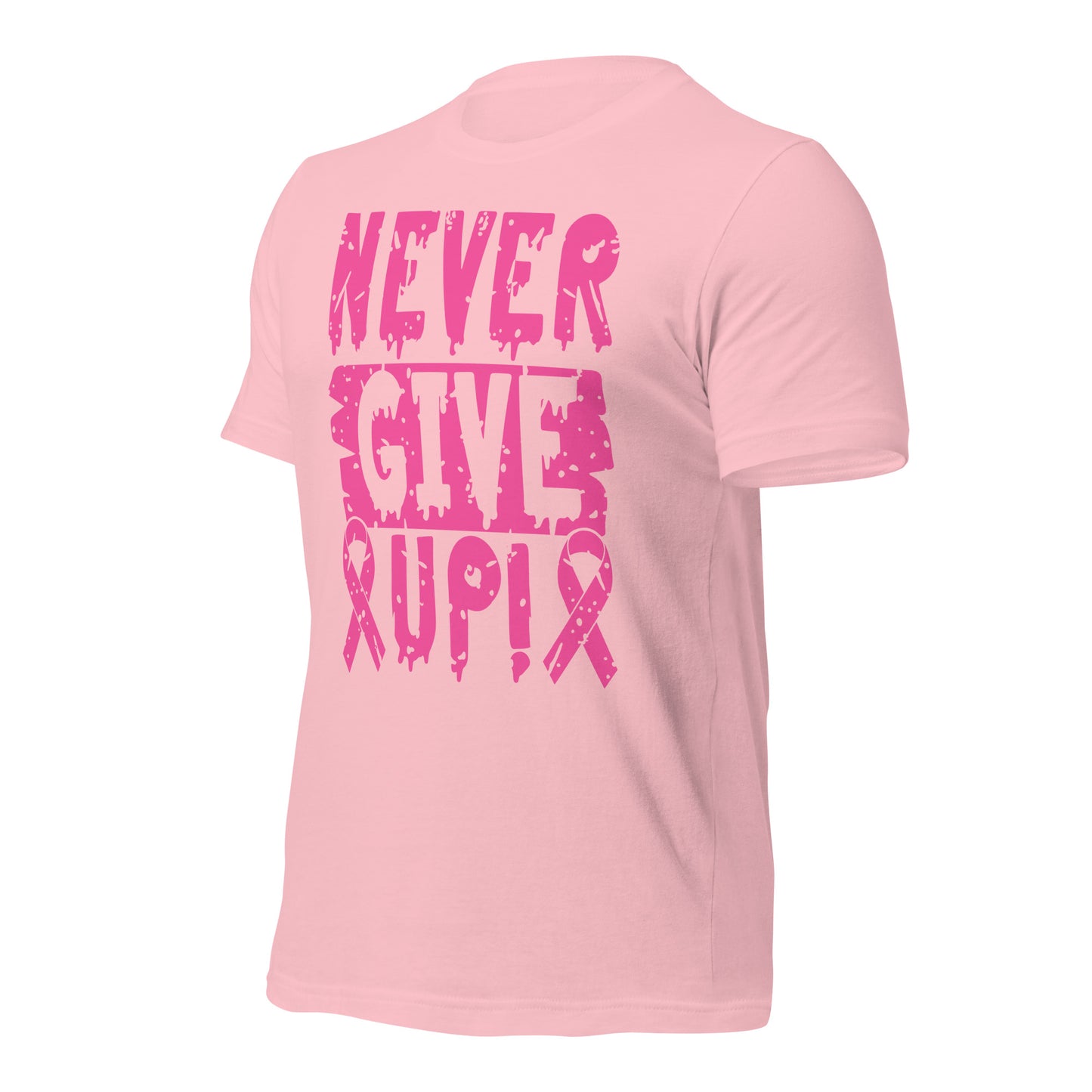 Never Give Up Breast Cancer Awareness Bella Canvas Adult T-Shirt