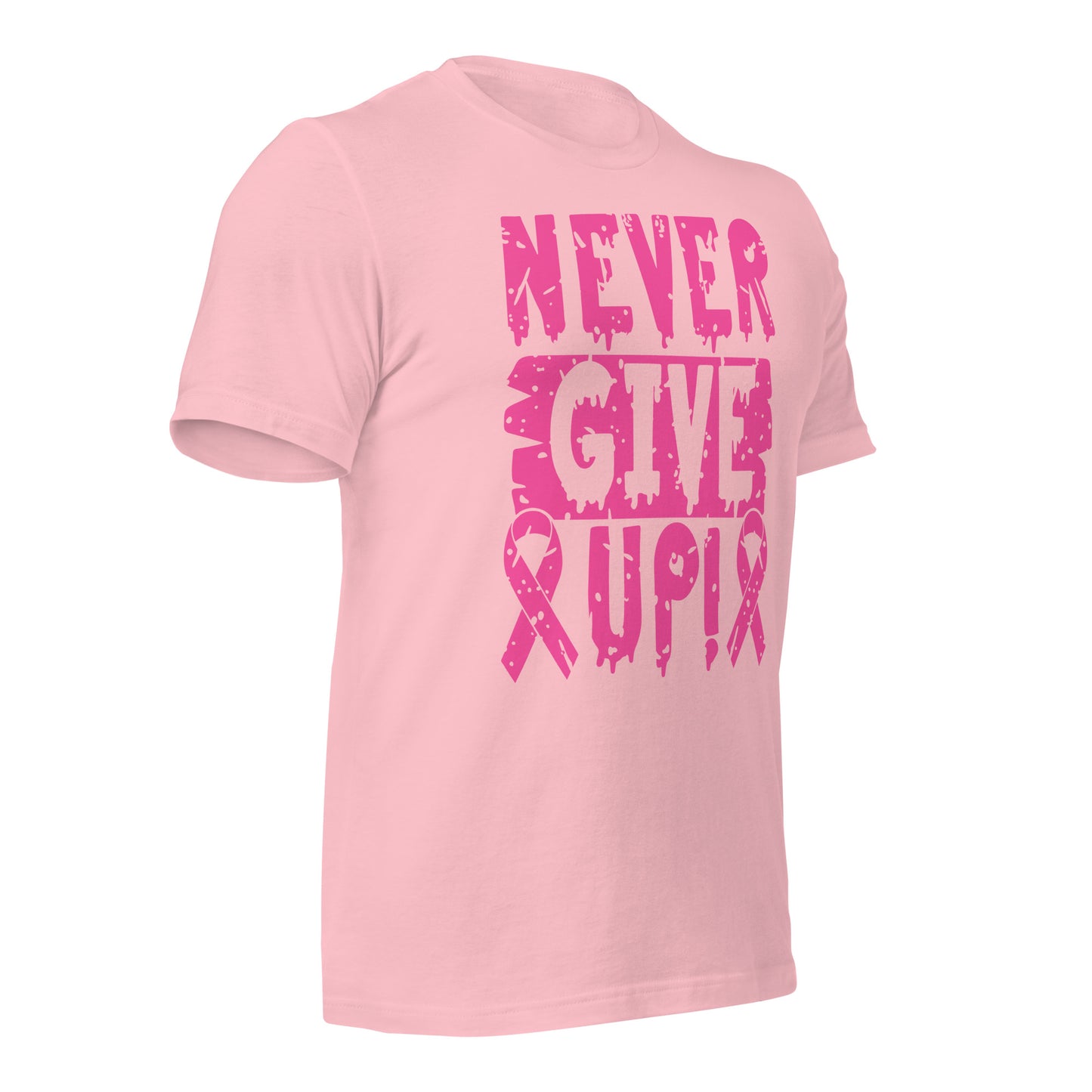 Never Give Up Breast Cancer Awareness Bella Canvas Adult T-Shirt
