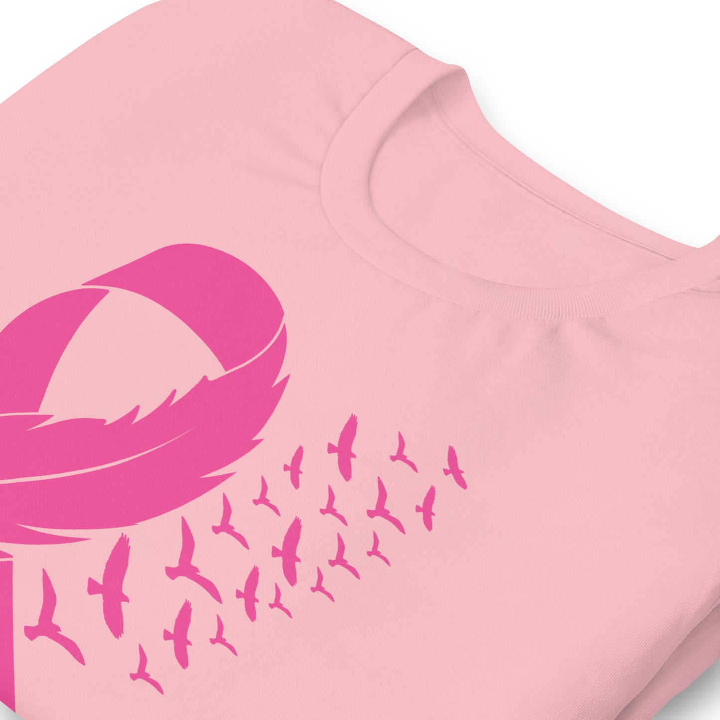 Breast Cancer Awareness Feather Ribbon Bella Canvas Adult T-Shirt