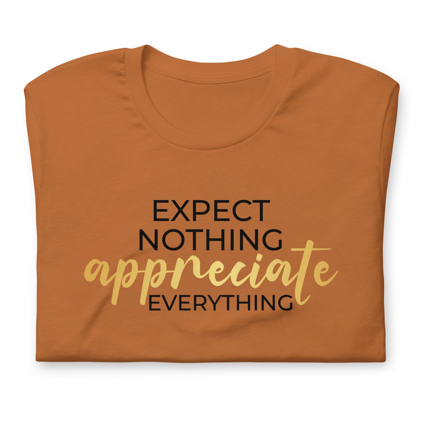 Expect Nothing, Appreciate Everything Quality Cotton Bella Canvas Adult T-Shirt