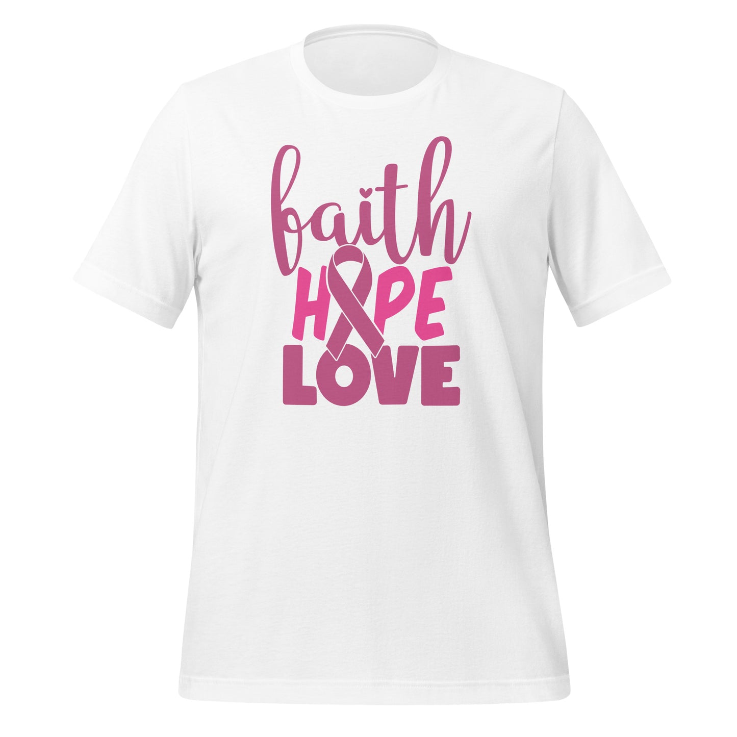 Faith Hope Love Breast Cancer Awareness Bella Canvas Adult T-Shirt