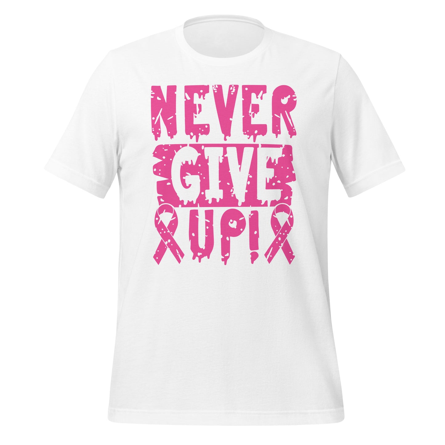 Never Give Up Breast Cancer Awareness Bella Canvas Adult T-Shirt