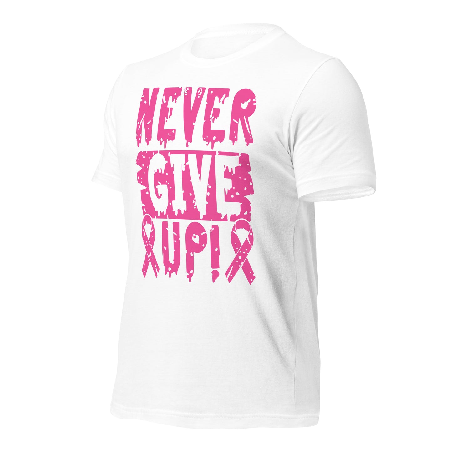 Never Give Up Breast Cancer Awareness Bella Canvas Adult T-Shirt