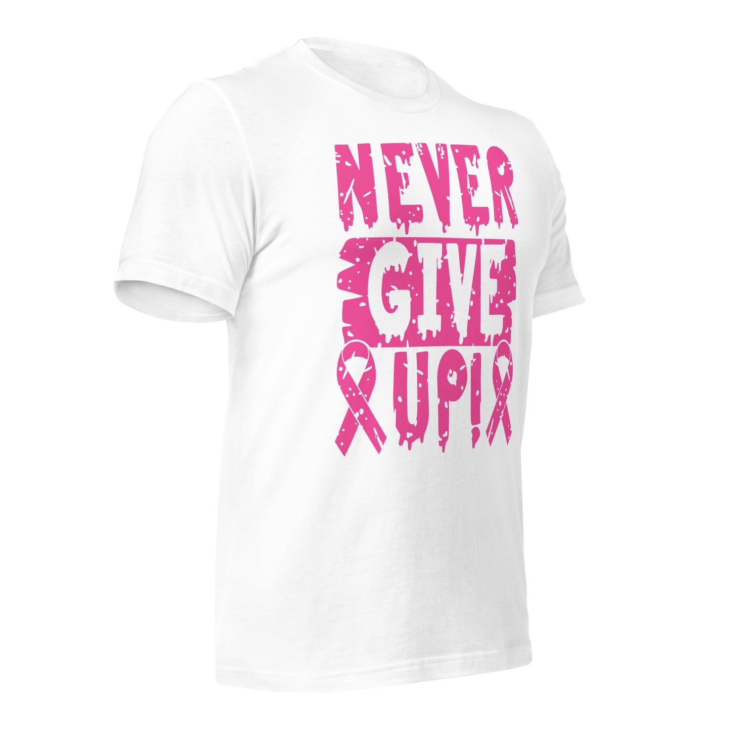 Never Give Up Breast Cancer Awareness Bella Canvas Adult T-Shirt