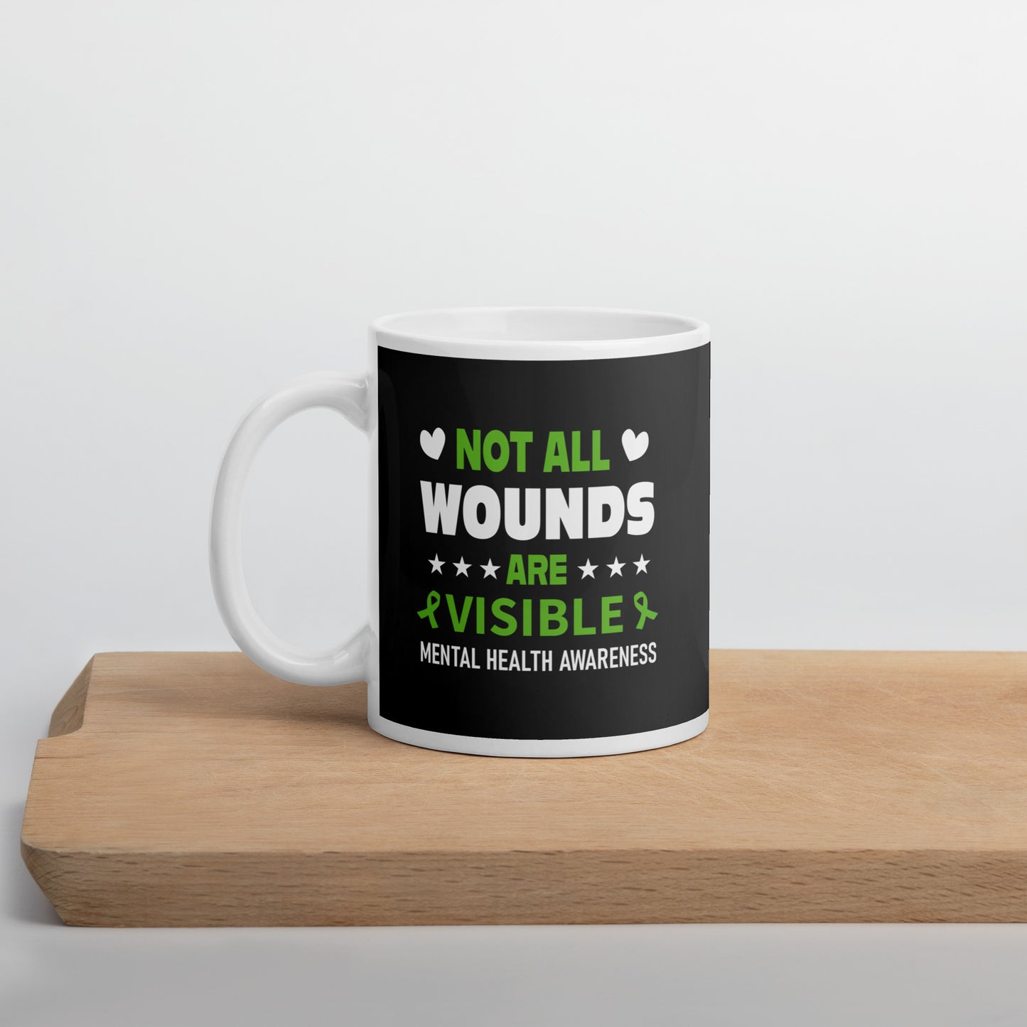 Not All Wounds Are Visible Metal Health Awareness White Ceramic Coffee Mug