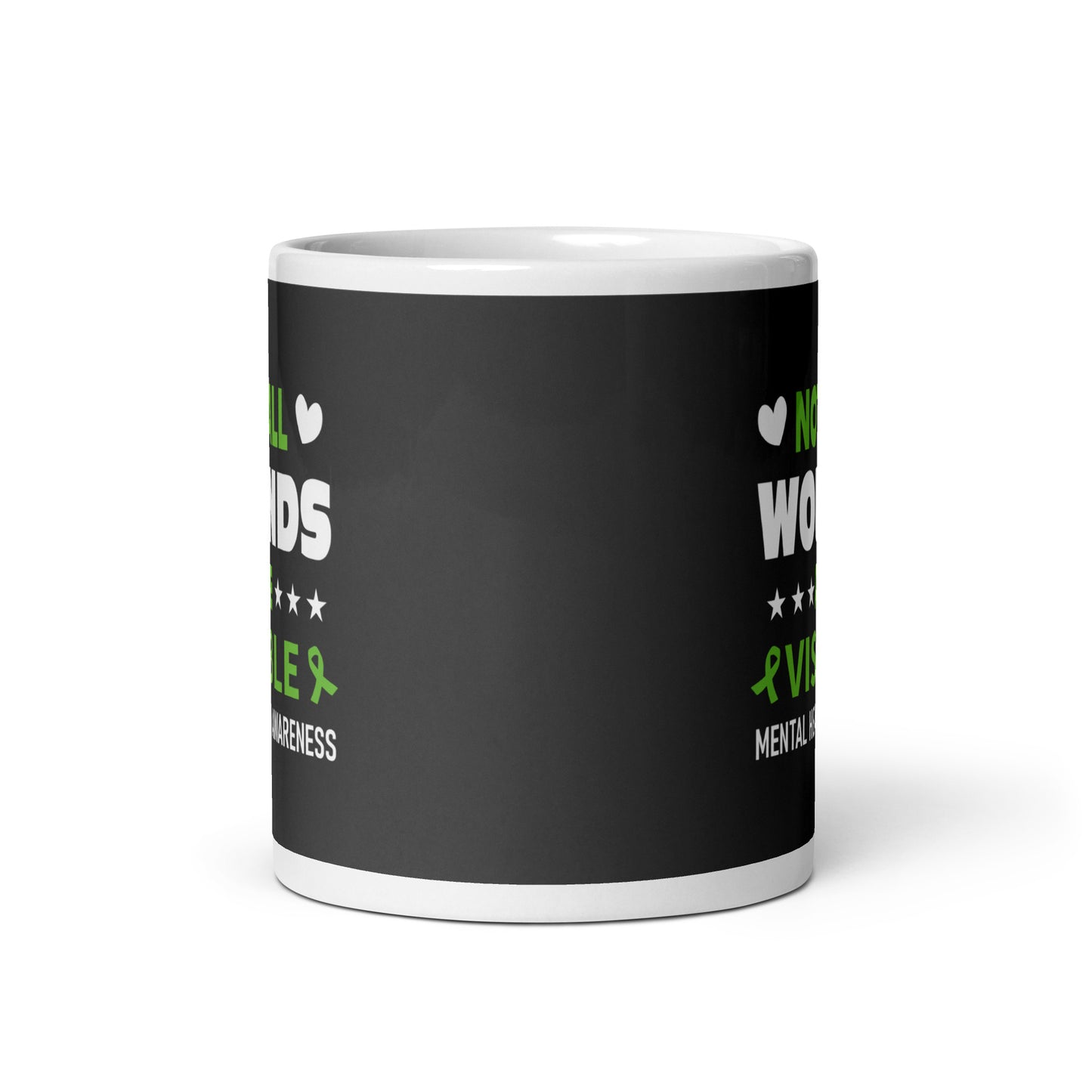 Not All Wounds Are Visible Metal Health Awareness White Ceramic Coffee Mug