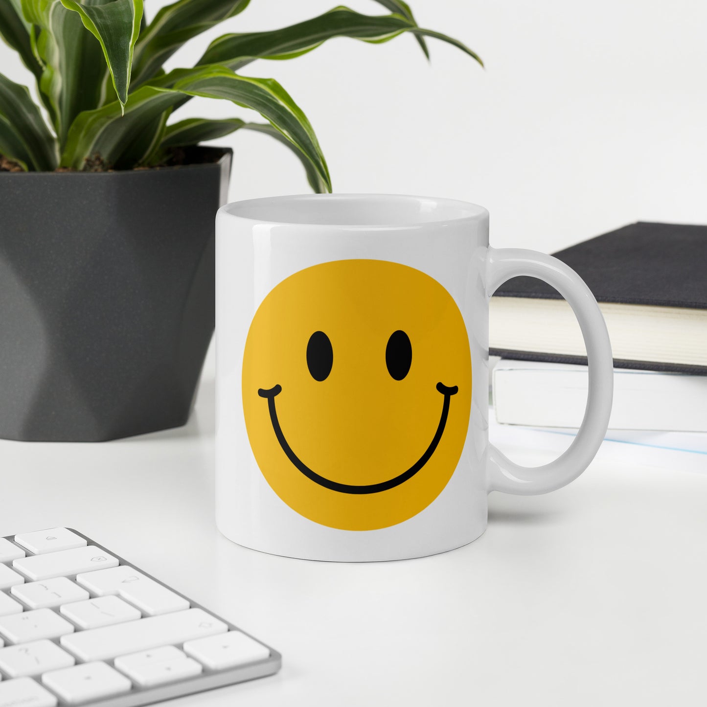 Smiley Face White Ceramic Coffee Mug