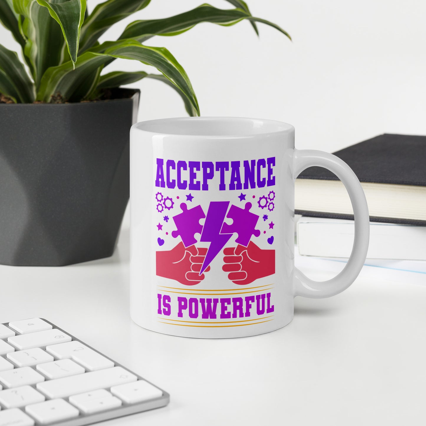 Autism Acceptance is Power Ceramic Coffee Mug
