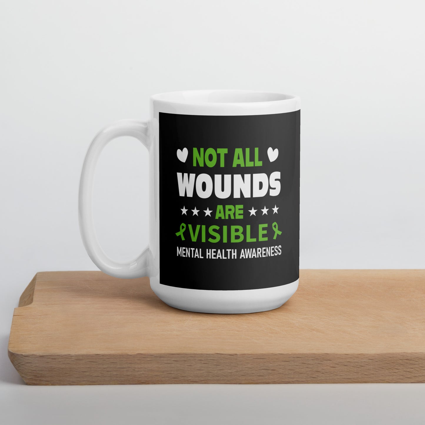 Not All Wounds Are Visible Metal Health Awareness White Ceramic Coffee Mug