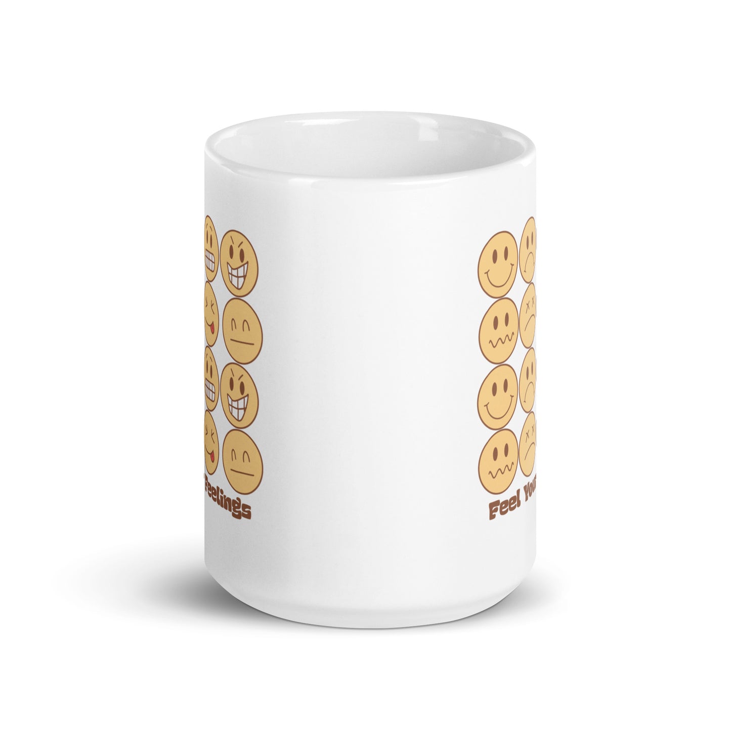 Feel Your Feelings Emojis White Ceramic Coffee Mug