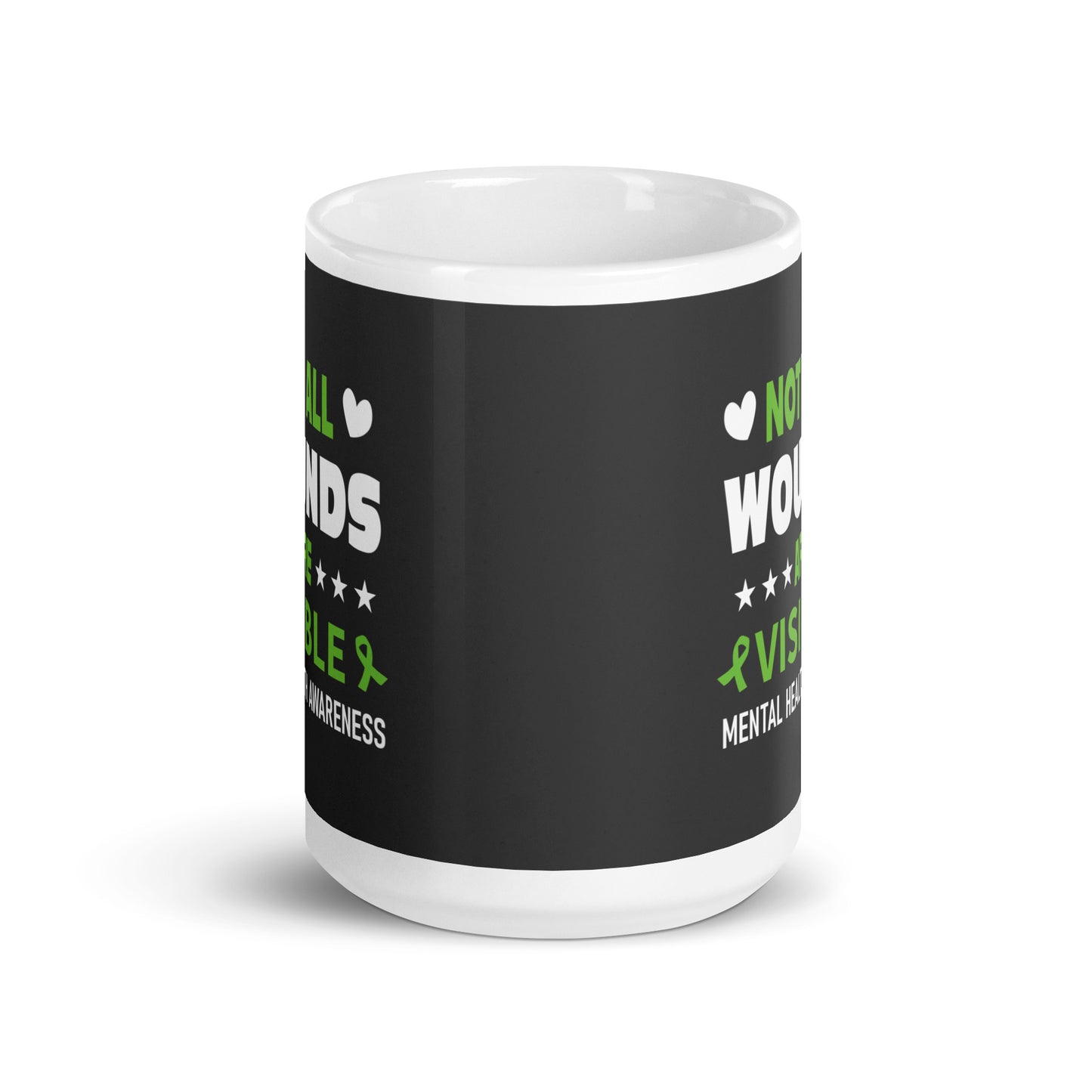 Not All Wounds Are Visible Metal Health Awareness White Ceramic Coffee Mug