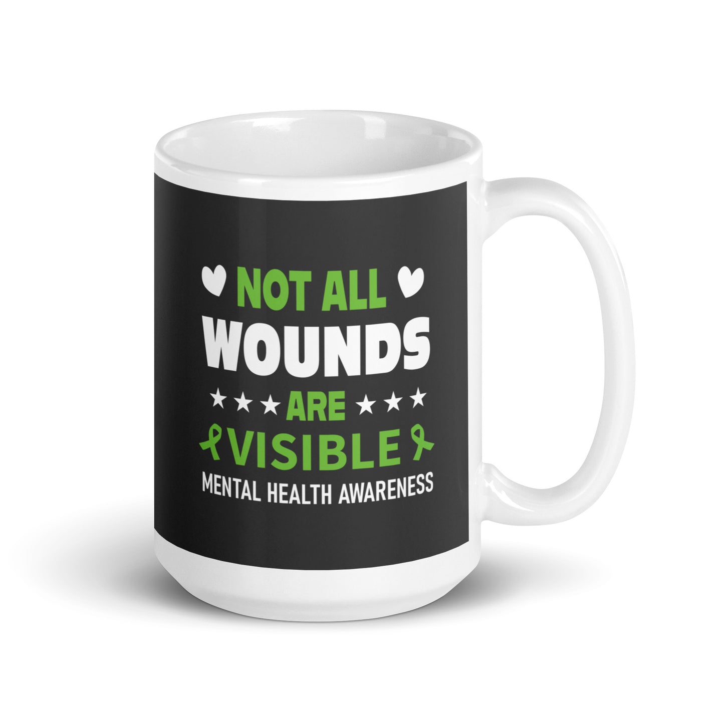 Not All Wounds Are Visible Metal Health Awareness White Ceramic Coffee Mug