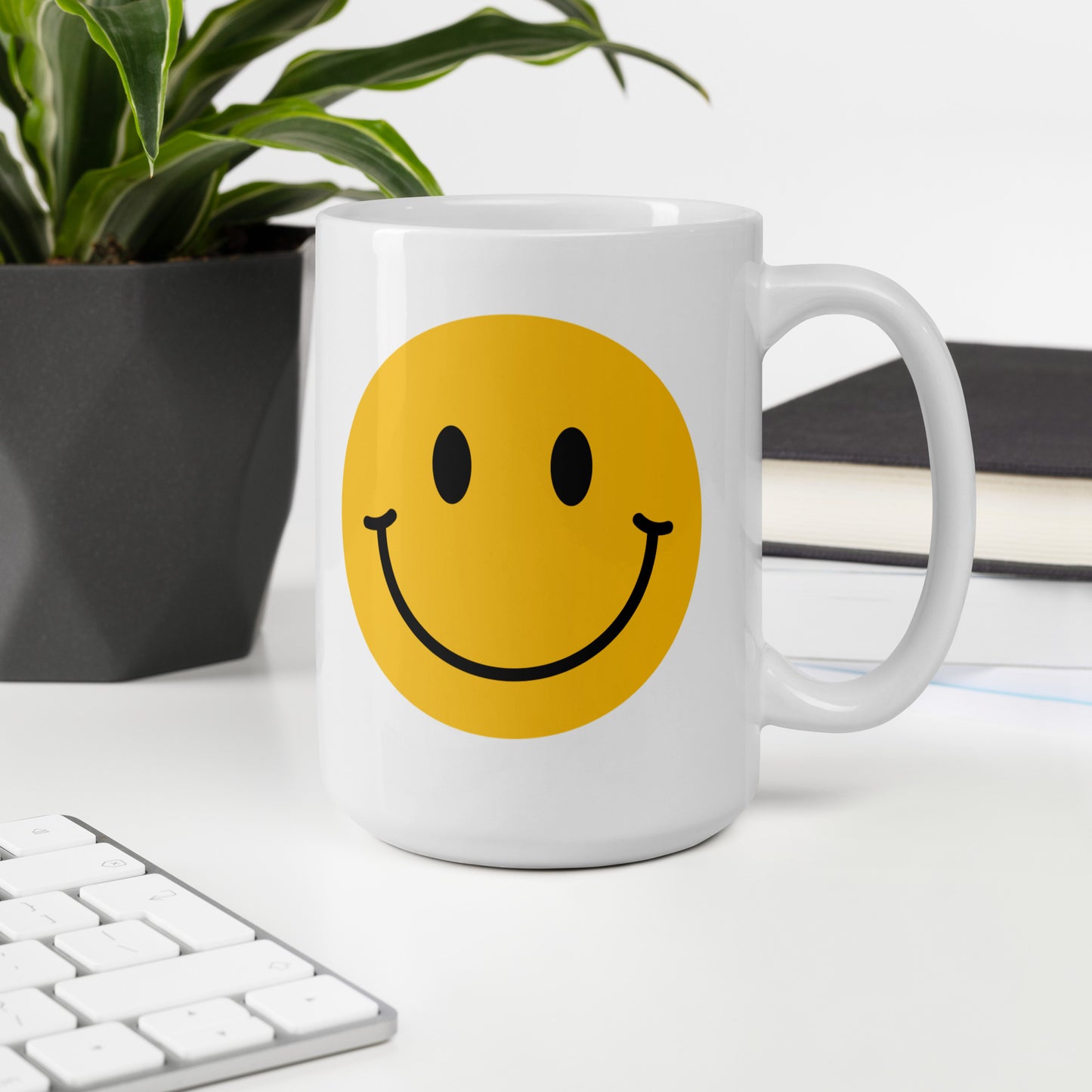 Smiley Face White Ceramic Coffee Mug