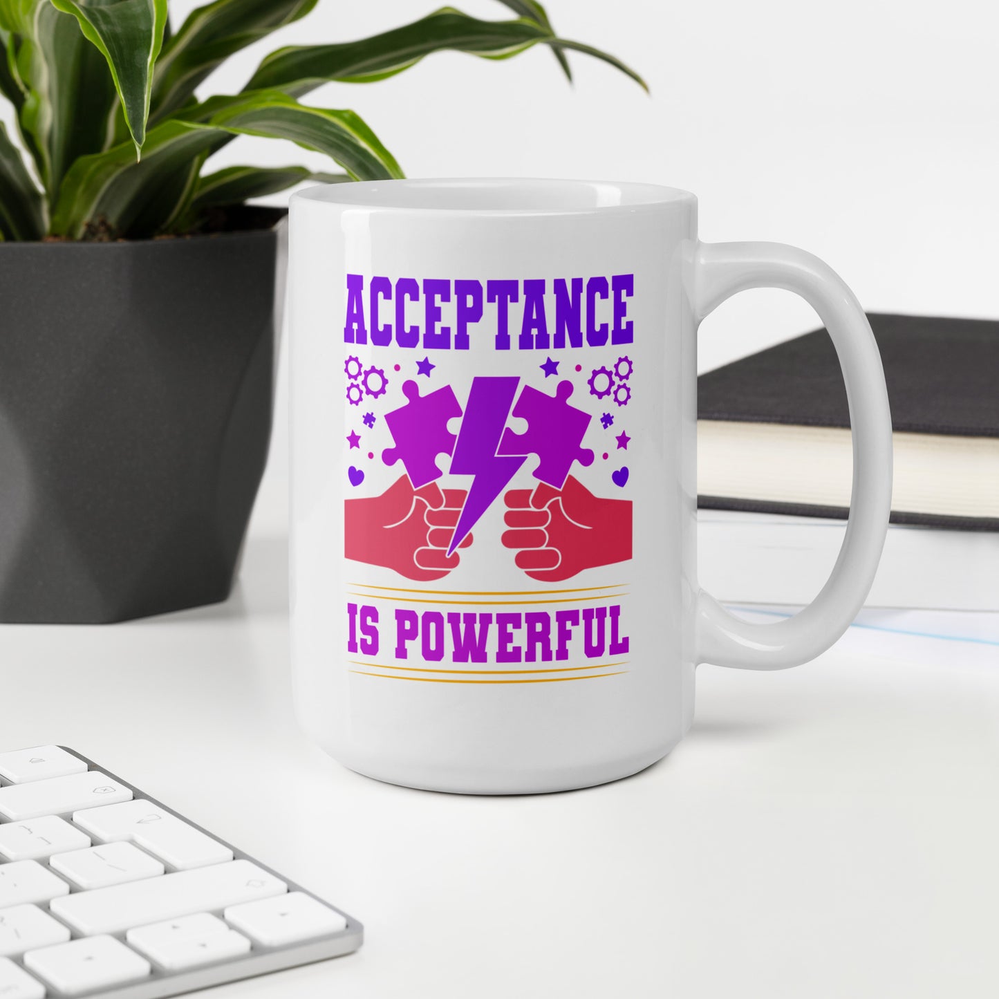 Autism Acceptance is Power Ceramic Coffee Mug