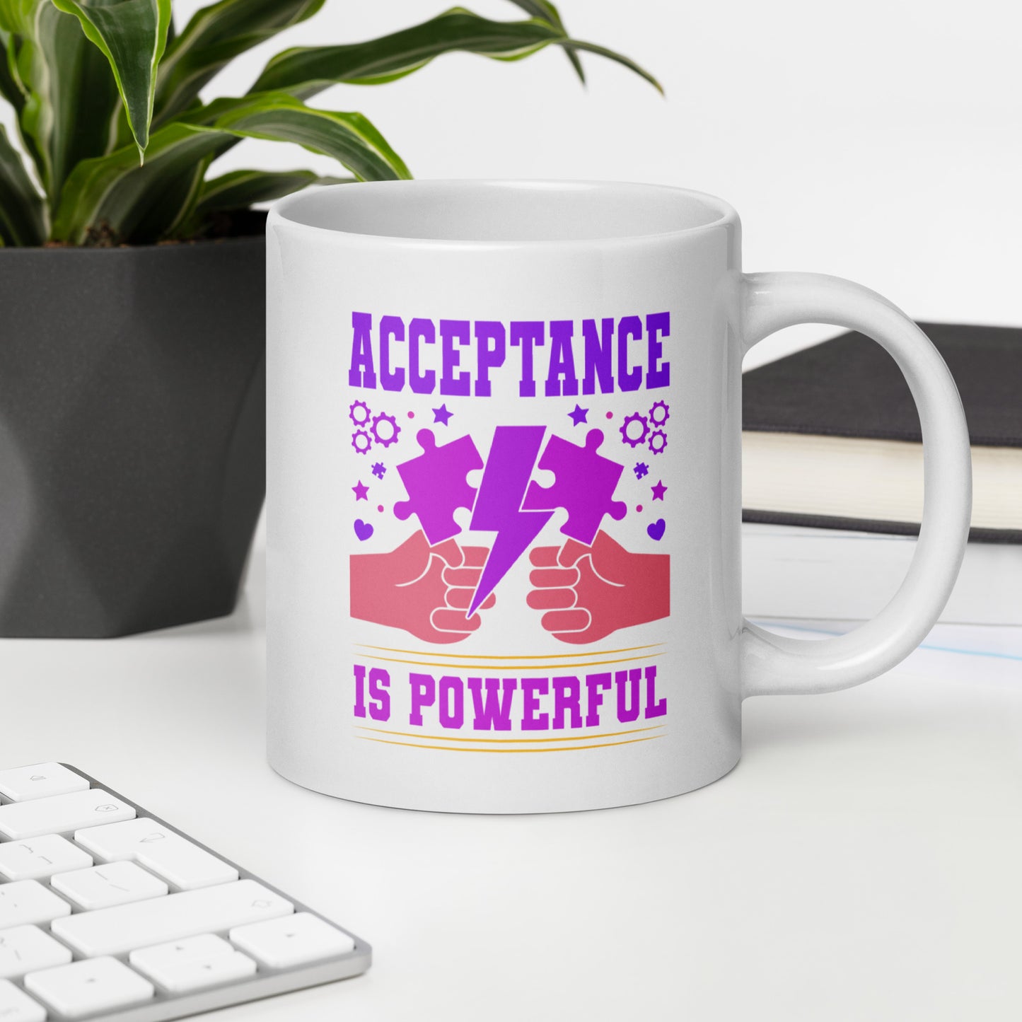 Autism Acceptance is Power Ceramic Coffee Mug