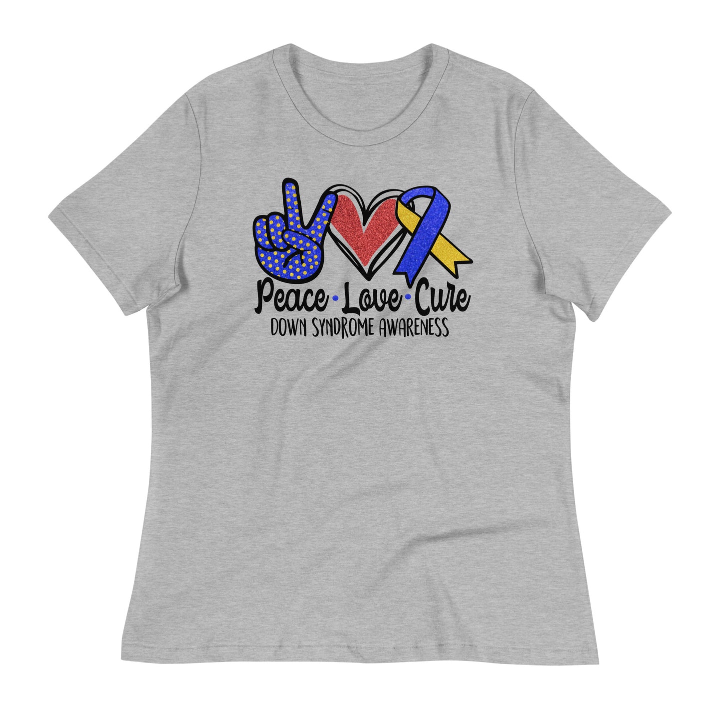 Peace Love Cure Down Syndrome Awareness Bella Canvas Relaxed Women's T-Shirt