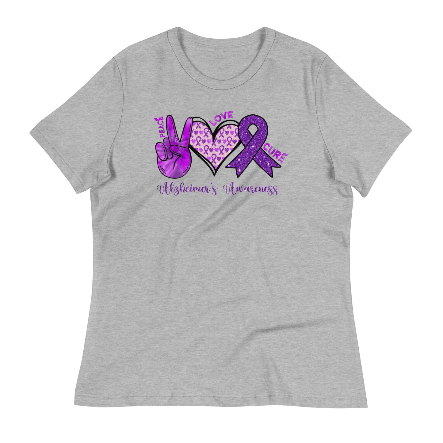 Peace Love Cure Alzheimer's Awareness Bella Canvas Relaxed Women's T-Shirt