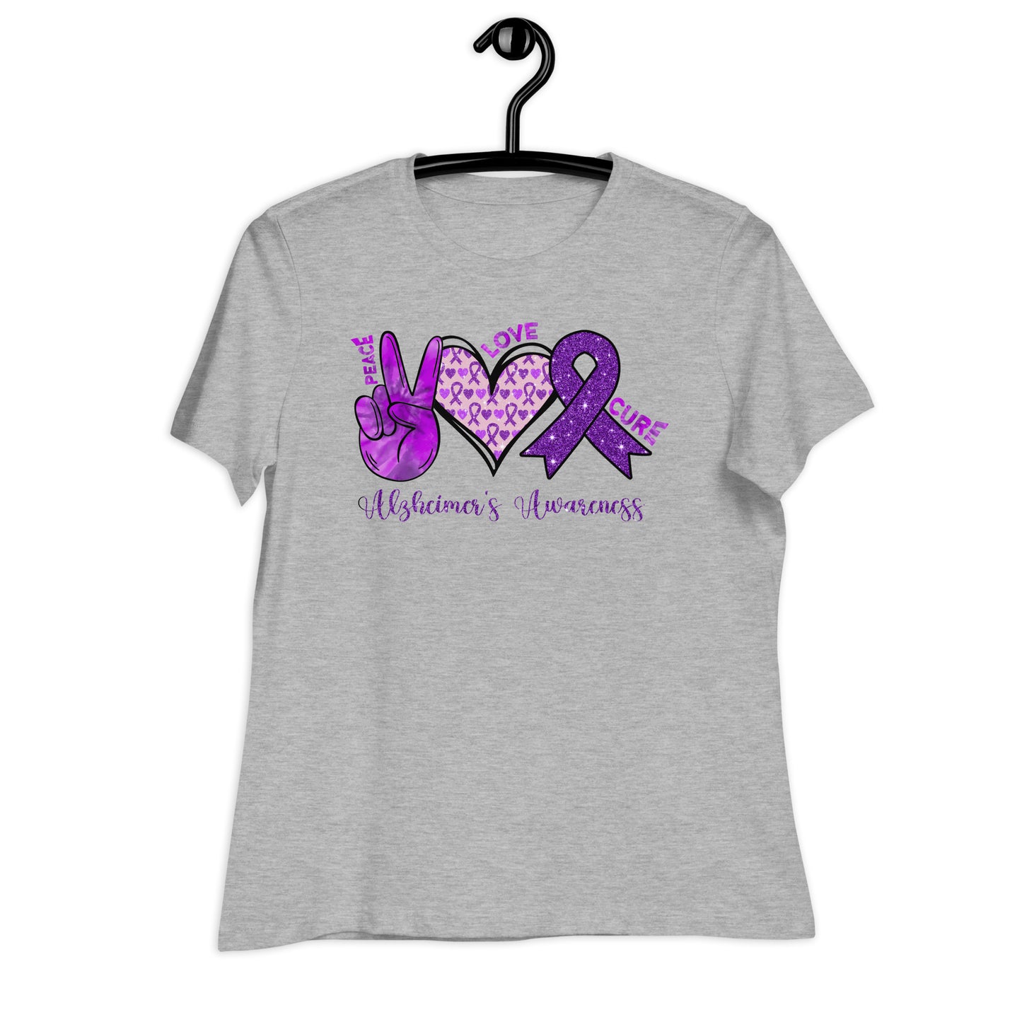 Peace Love Cure Alzheimer's Awareness Bella Canvas Relaxed Women's T-Shirt