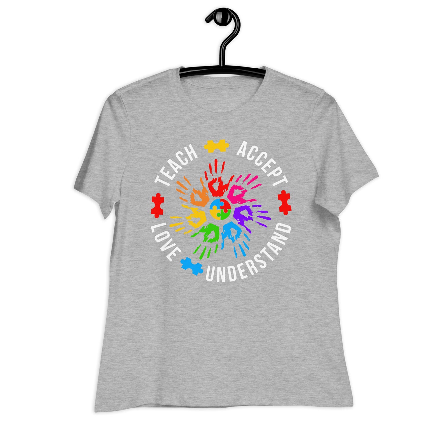 Teach Accept Understand Love Autism Bella Canvas Relaxed Women's T-Shirt
