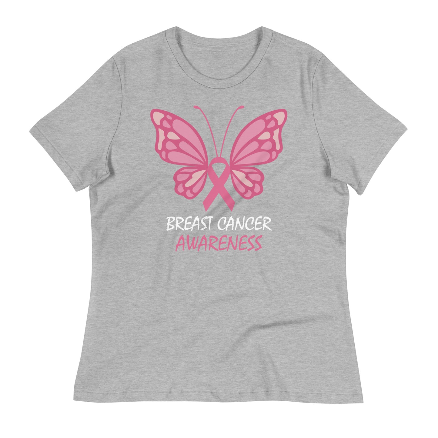 Breast Cancer Awareness Butterfly Bella Canvas Relaxed Women's T-Shirt